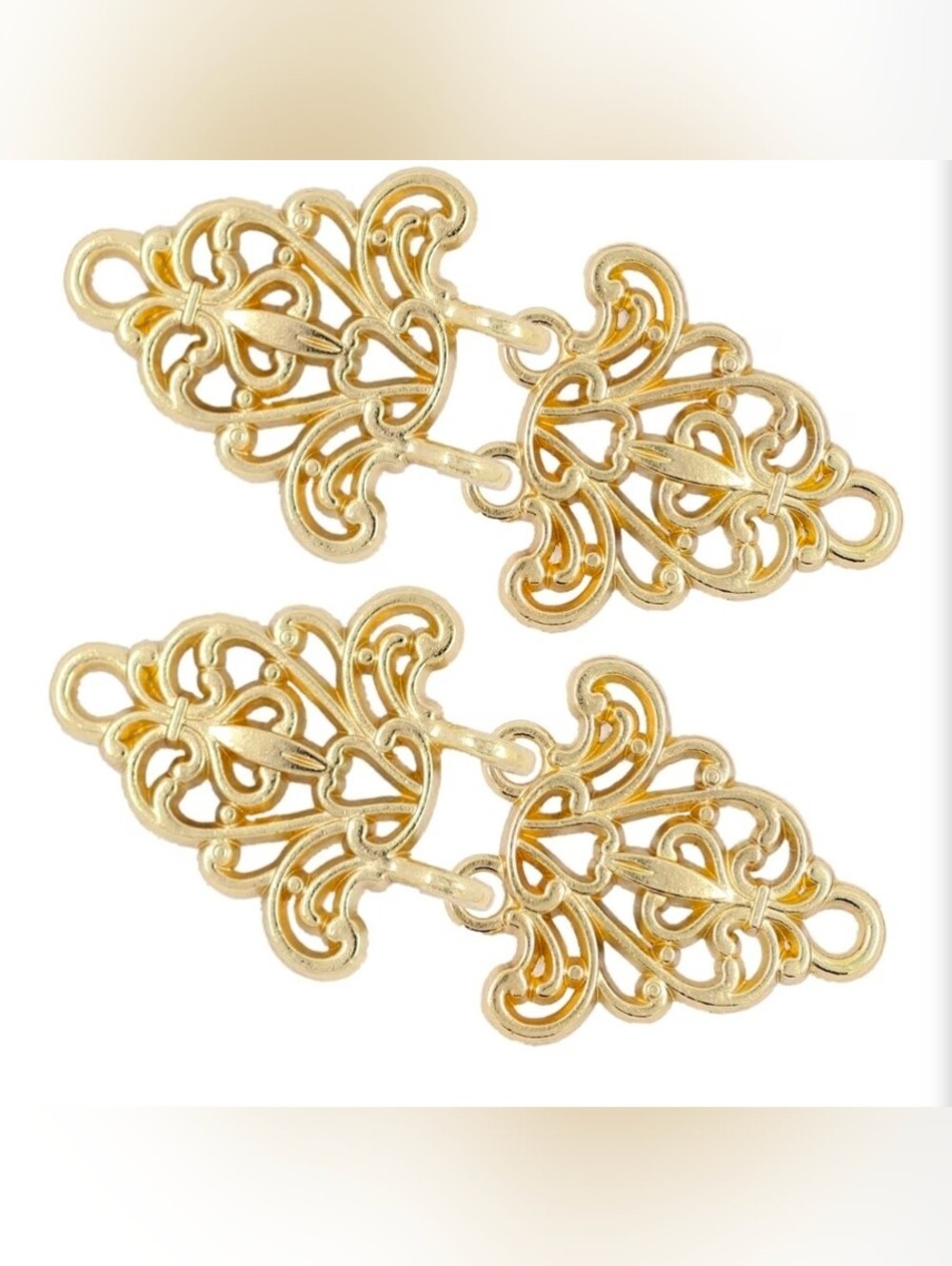 Gold Filigree Trivet Cape or Cloak Clasp Fasteners 12 Pairs
